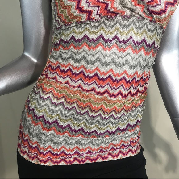 Ann Taylor Women’s XSP Sleeveless Fitted Blouse Geometric Knit Top Colorful - Picture 3 of 16